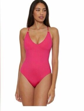 Trina Turk Hot Pink Scoop Neck One-Piece Swimsuit